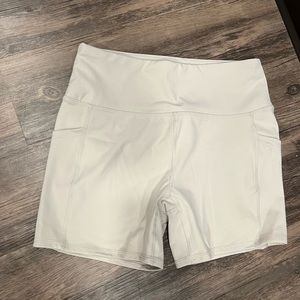 Tan yoga shorts